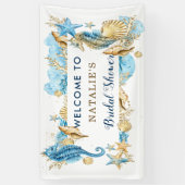 Zee en strand Blauw Goud Vrijgezellenfeest Spandoek (Verticaal)