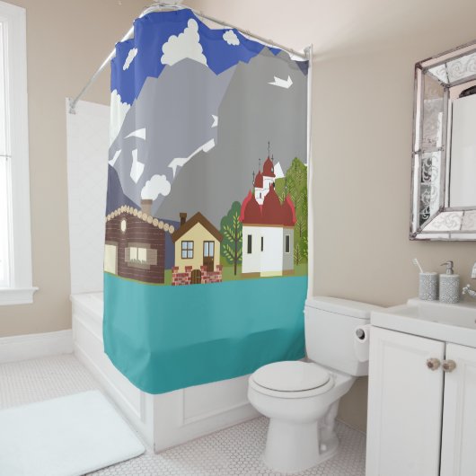 Zee en strand douchegordijn (In situ)