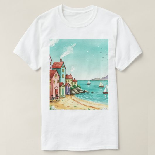 Zee en strand t-shirt (Design voorkant)