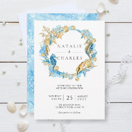 Zee en Strand Zomer Bruiloft Uitnodiging