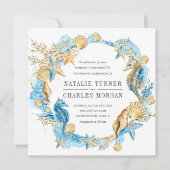 Zee en Strand Zomer Bruiloft Uitnodiging (Voorkant)