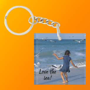 Zee en Strandzand Love Life Blauwe Foto Sleutelhanger
