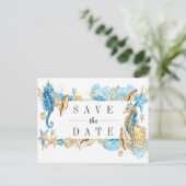 Zee- en strandzomer bruiloft Save the Date Aankondigingskaart (Staand voorkant)