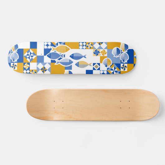 Zee en tegels persoonlijk skateboard (Horizontaal)