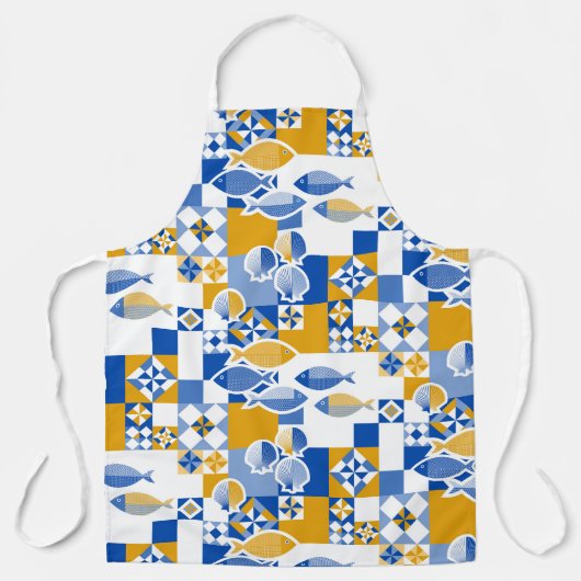 Zee en tegels schort (Voorkant)