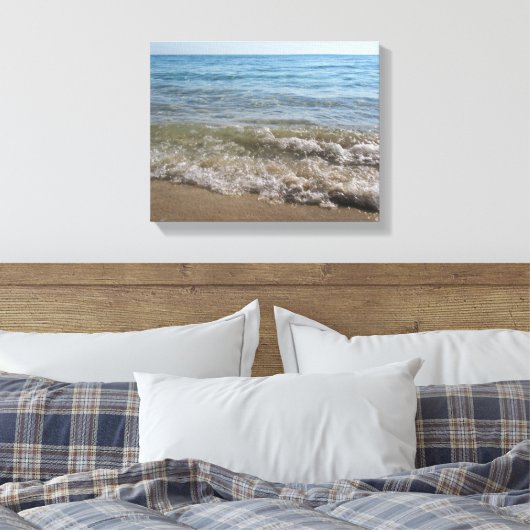 Zee- en zand-band golven canvas afdruk (Insitu (Slaapkamer))