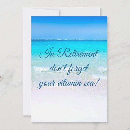 Zee en zand van de prijsopgave bij pensionering kaart (Voorkant)