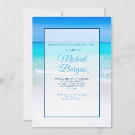 Zee en zand van de prijsopgave bij pensionering kaart (Achterkant)