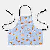 Zee- en zeeschelpen in de oceaan, lichtblauw schort (Voorkant)