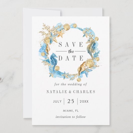 Zee en zomervakantie sparen de Datum Save The Date (Voorkant)