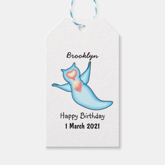 Zee engel cartoon illustratie cadeaulabel (Voorkant)