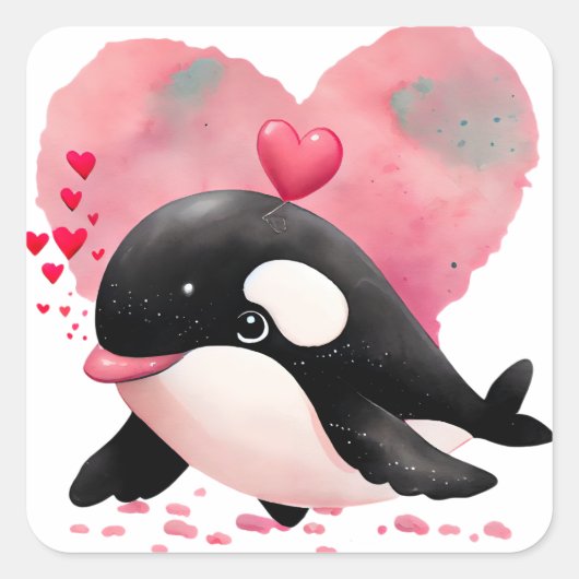 Zee-engel walvis Valentijn Vierkante Sticker (Voorkant)