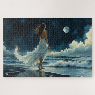 Zee-escapade onder de maan Kustkunst Legpuzzel