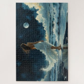 Zee-escapade onder de maan | Kustkunst Legpuzzel (Verticaal)