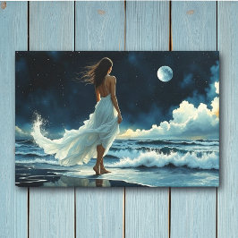 Zee-Escape onder de Maan | Kustkunst Canvas Afdruk
