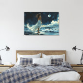 Zee-Escape onder de Maan | Kustkunst Canvas Afdruk (Insitu (Slaapkamer))