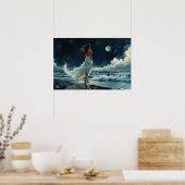 Zee-Escape onder de Maan | Kustkunst Poster (Keuken)