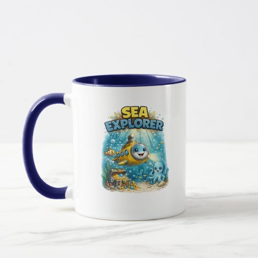 Zee Explorer Schattige Onderzeeër Koffiemok Mok (Links)