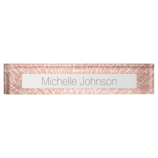 Zee Fan Coral Pattern Faux Roos Gold Naambordje (Voorkant)