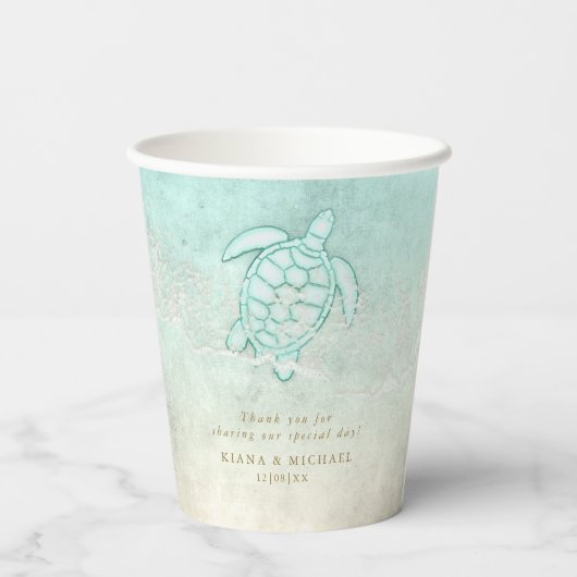 Zee Foam Beach Wedding Dank je ID837 Papieren Bekers (Achterkant)