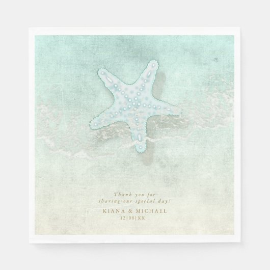 Zee Foam Beach Wedding Dank u V2 ID837 Servet (Voorkant)