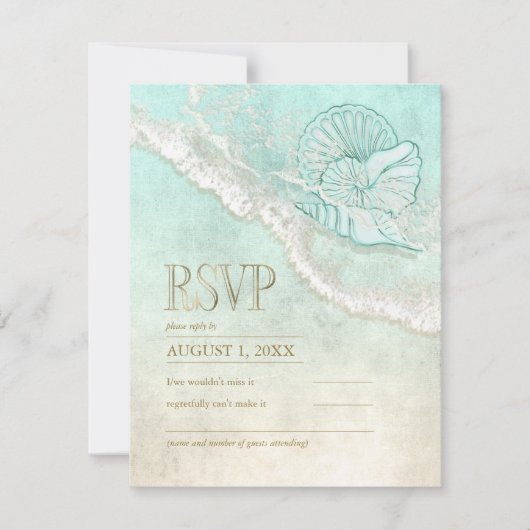 Zee Foam Beach Wedding ID837 RSVP Kaartje (Voorkant)