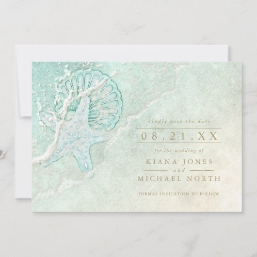 Zee Foam Beach Wedding ID837 Save The Date (Achterkant)