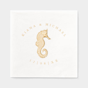 Zee Foam Beach Wedding Seahorse ID837 Folie Servetten
