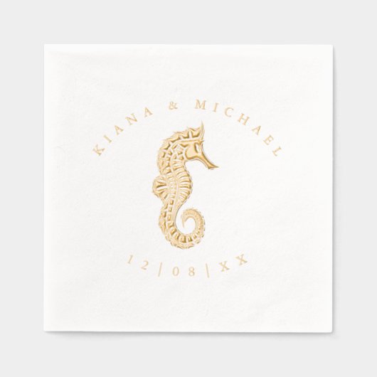 Zee Foam Beach Wedding Seahorse ID837 Folie Servetten (Voorkant)