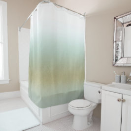 Zee Foam Gold White Elegant Beach Modern Coastal Douchegordijn