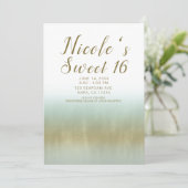 Zee Foam Gold White Elegant Beach Sweet 16 Kaart (Staand voorkant)