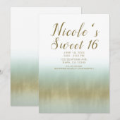 Zee Foam Gold White Elegant Beach Sweet 16 Kaart (Voorkant / Achterkant)