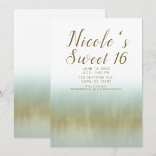 Zee Foam Gold White Elegant Beach Sweet 16 Kaart