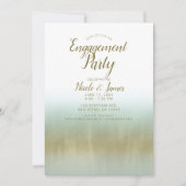 Zee Foam Gold White Elegant Beach Verlovingsfeest Kaart (Voorkant)