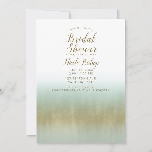 Zee Foam Gold White Elegant Beach Vrijgezellenfees Kaart (Voorkant)