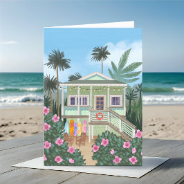 Zee Foam Green Beach House Blank Kaart