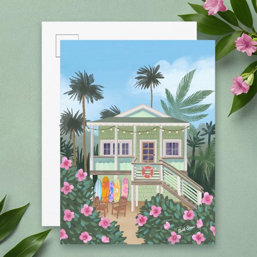 Zee Foam Green Beach House Briefkaart
