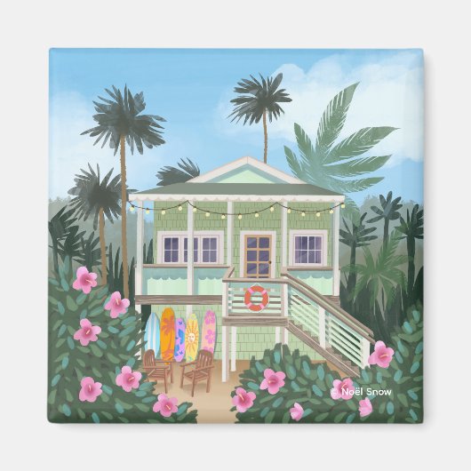 Zee Foam Green Beach House Magneet (Voorkant)