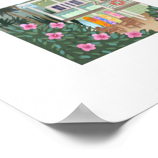 Zee Foam Green Beach House Print (Hoek)