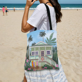 Zee Foam Green Beach House Tote Bag