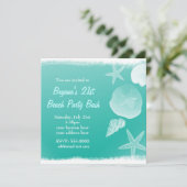 Zee Foam Green Beach Seashells Zomeruitnodiging Kaart (Staand voorkant)