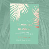 Zee Foam Green Tropical Palm Leaf Wedding Gold Folie Uitnodiging