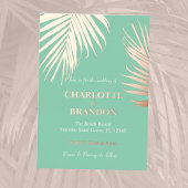 Zee Foam Green Tropical Palm Leaf Wedding Gold Folie Uitnodiging