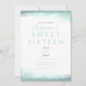Zee Foam Green Waterverf Modern Chic Sweet 16 Kaart (Voorkant)