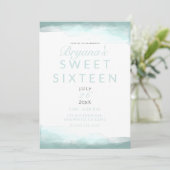 Zee Foam Green Waterverf Modern Chic Sweet 16 Kaart (Staand voorkant)