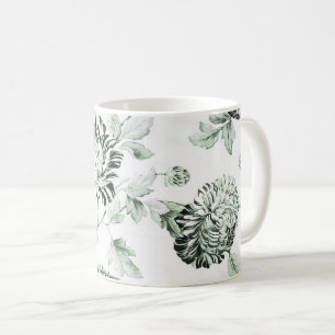 Zee Foam Green & White Floral Toile No.2 Koffiemok