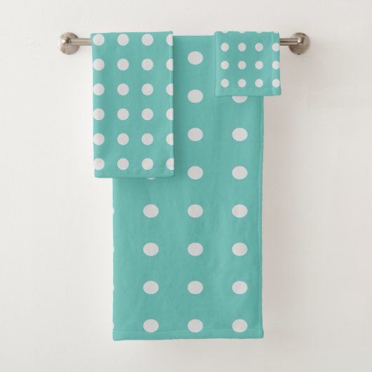 Zee Foam Groene en Witte Polka Dots Bad Handdoek (Insitu)