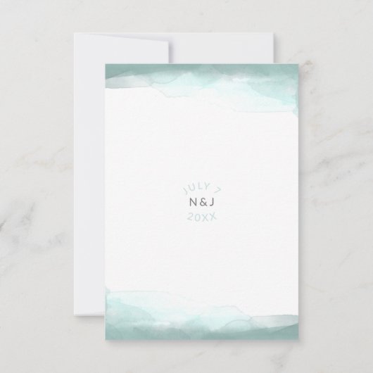 Zee Foam Groene Waterverf Modern Bruiloft RSVP (Achterkant)