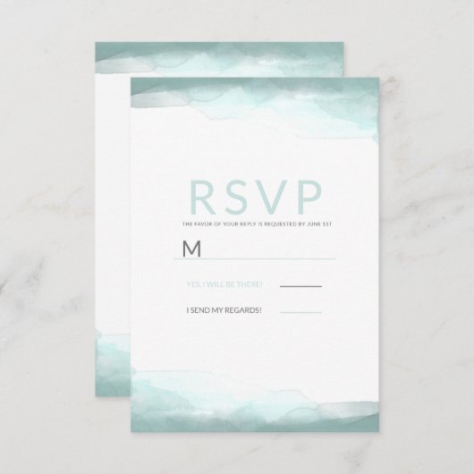 Zee Foam Groene Waterverf Modern Bruiloft RSVP (Voorkant / Achterkant)