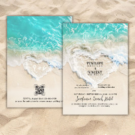 Zee Foam Heart Beach bruiloft uitnodiging